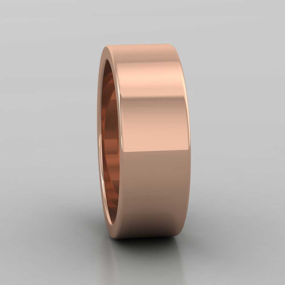 18ct Rose Gold 7mm Flat Shape Super Heavy Weight Wedding Ring Right View