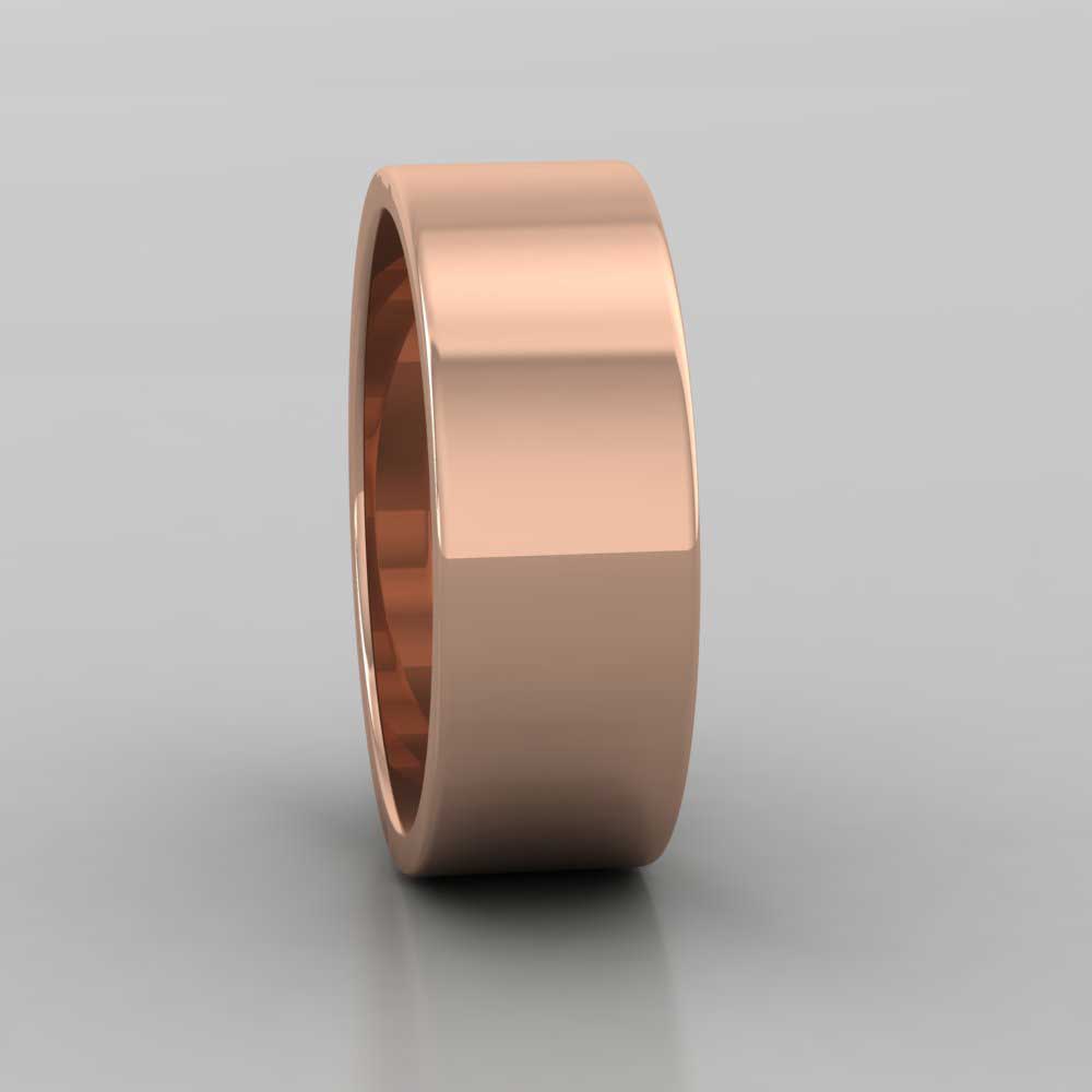 18ct Rose Gold 7mm Flat Shape Extra Heavy Weight Wedding Ring Right View