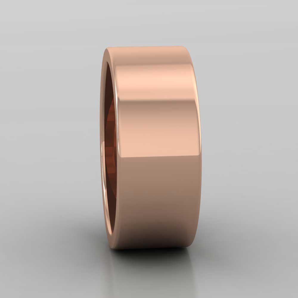 18ct Rose Gold 8mm Flat Shape Super Heavy Weight Wedding Ring Right View