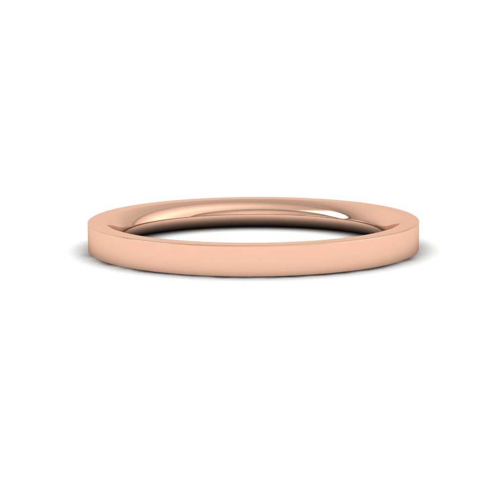 9ct Rose Gold 2mm Flat Shape (Comfort Fit) Super Heavy Weight Wedding Ring Down View