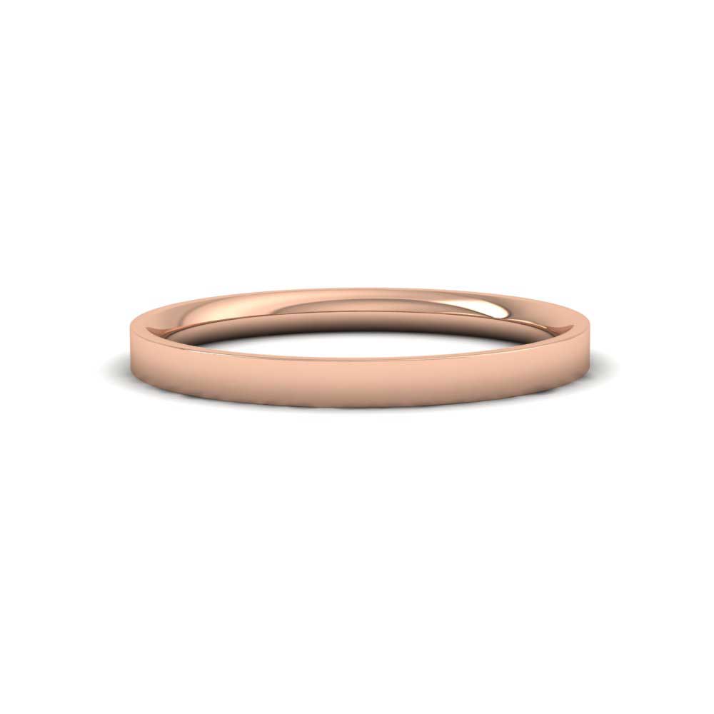9ct Rose Gold 2mm Flat Shape (Comfort Fit) Classic Weight Wedding Ring Down View