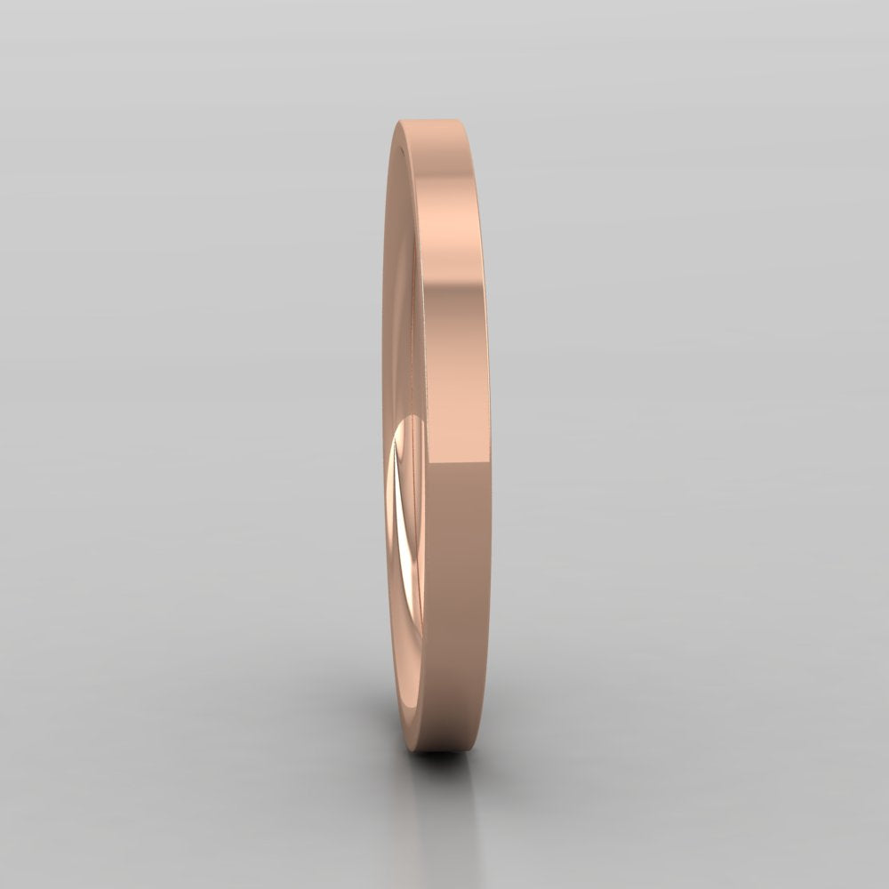 18ct Rose Gold 2mm Flat Shape (Comfort Fit) Classic Weight Wedding Ring Right View
