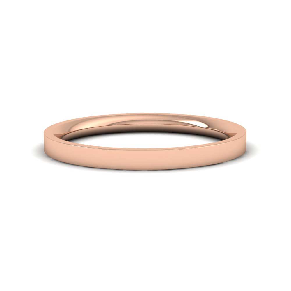 9ct Rose Gold 2mm Flat Shape (Comfort Fit) Extra Heavy Weight Wedding Ring Down View