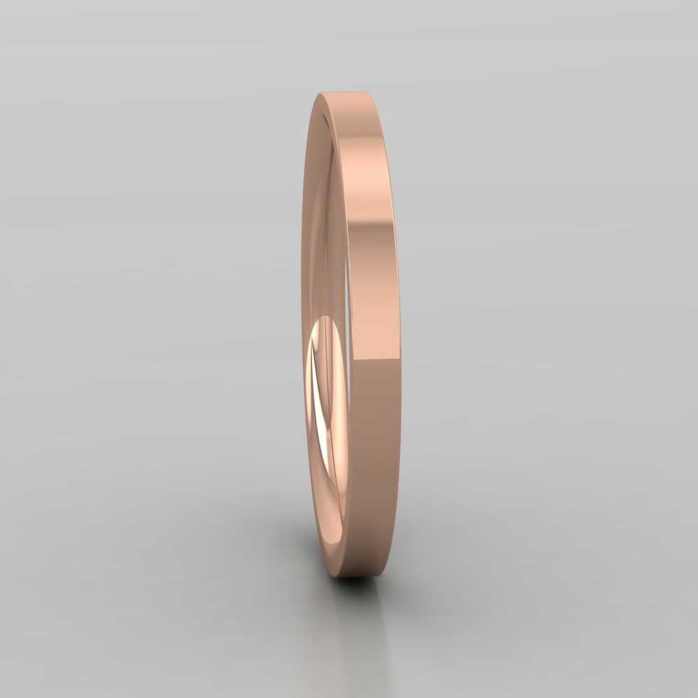 18ct Rose Gold 2mm Flat Shape (Comfort Fit) Extra Heavy Weight Wedding Ring Right View
