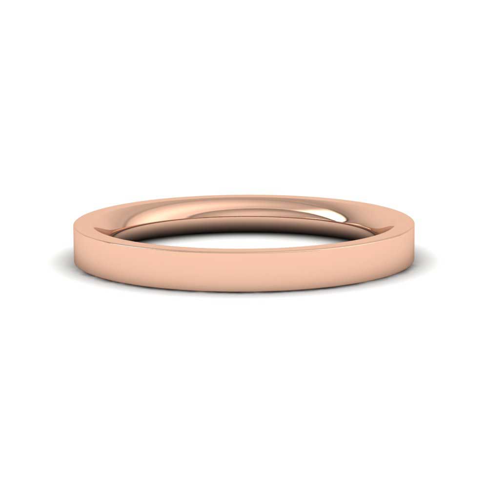 9ct Rose Gold 2.5mm Flat Shape (Comfort Fit) Super Heavy Weight Wedding Ring Down View
