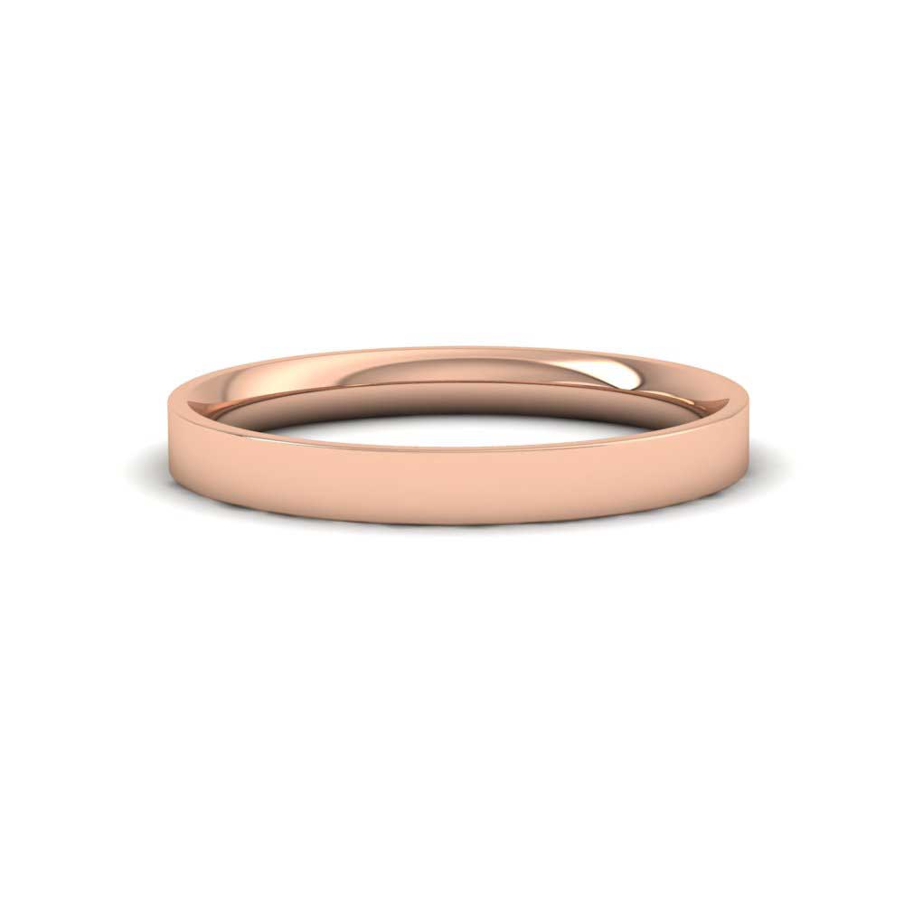 9ct Rose Gold 2.5mm Flat Shape (Comfort Fit) Classic Weight Wedding Ring Down View