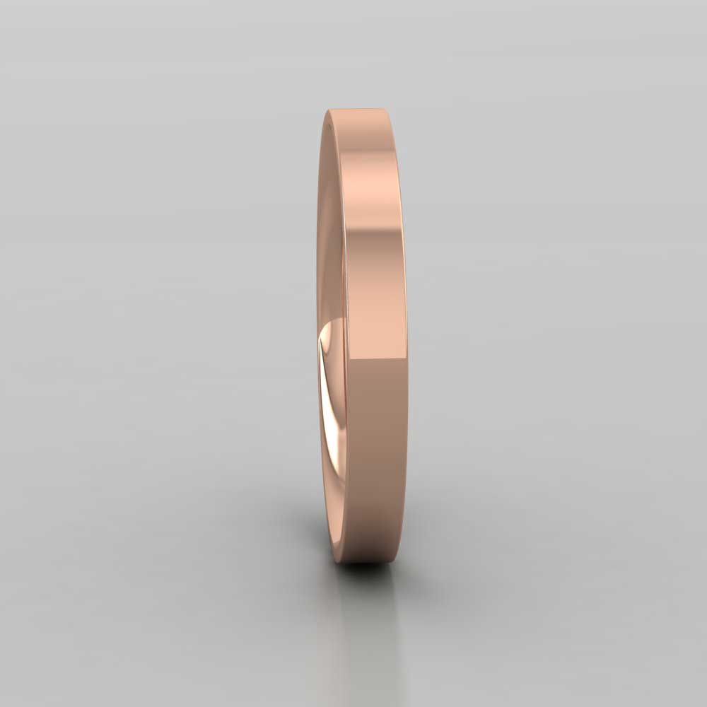 18ct Rose Gold 2.5mm Flat Shape (Comfort Fit) Classic Weight Wedding Ring Right View