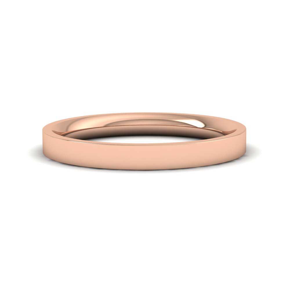 9ct Rose Gold 2.5mm Flat Shape (Comfort Fit) Extra Heavy Weight Wedding Ring Down View