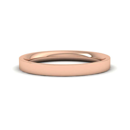 18ct Rose Gold 2.5mm Flat Shape (Comfort Fit) Extra Heavy Weight Wedding Ring Down View