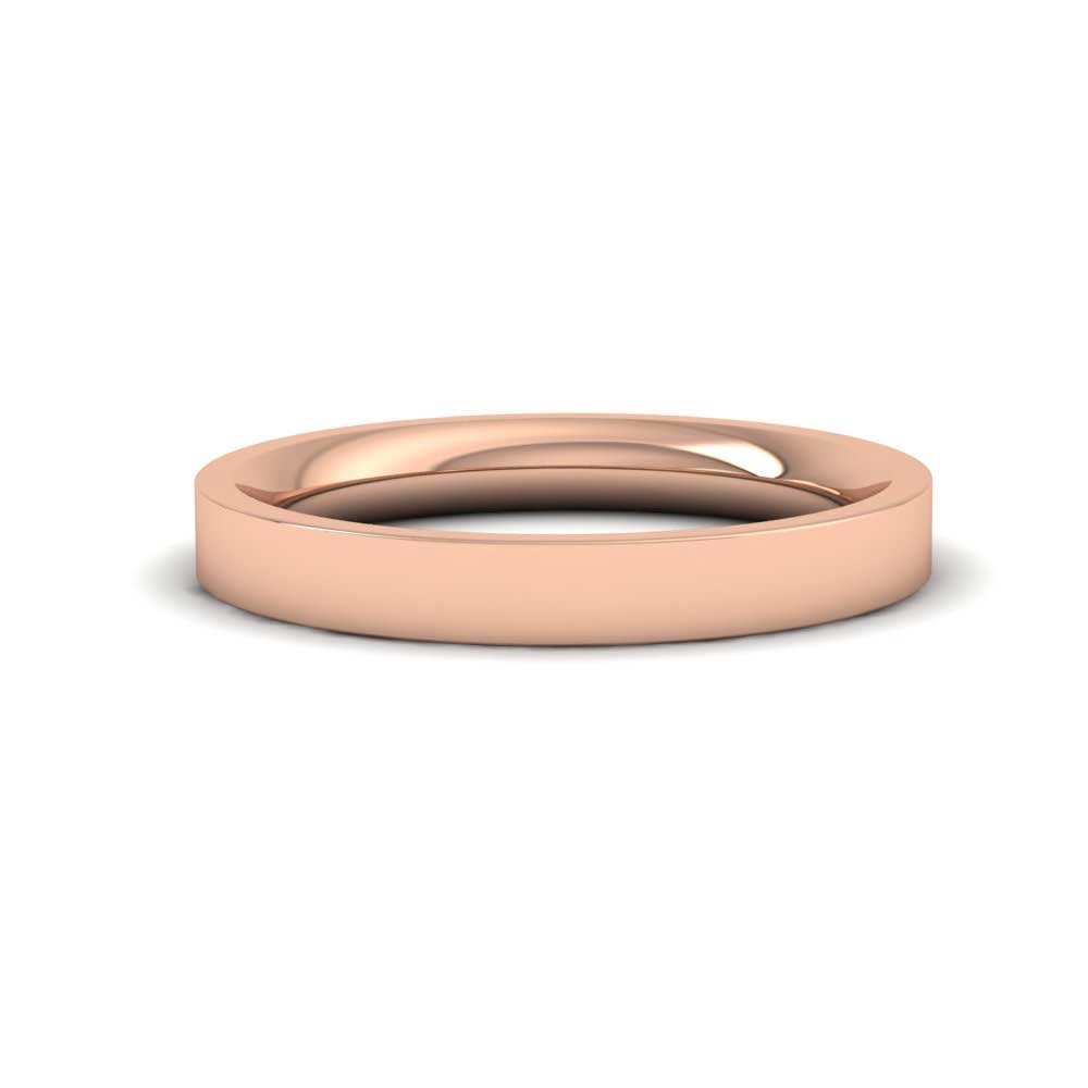 9ct Rose Gold 3mm Flat Shape (Comfort Fit) Super Heavy Weight Wedding Ring Down View