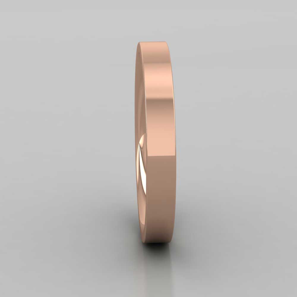 9ct Rose Gold 3mm Flat Shape (Comfort Fit) Super Heavy Weight Wedding Ring Right View