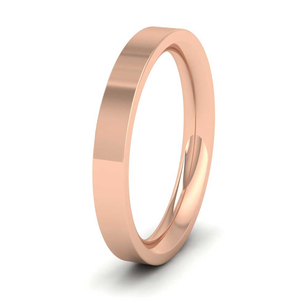 9ct Rose Gold 3mm Flat Shape (Comfort Fit) Super Heavy Weight Wedding Ring