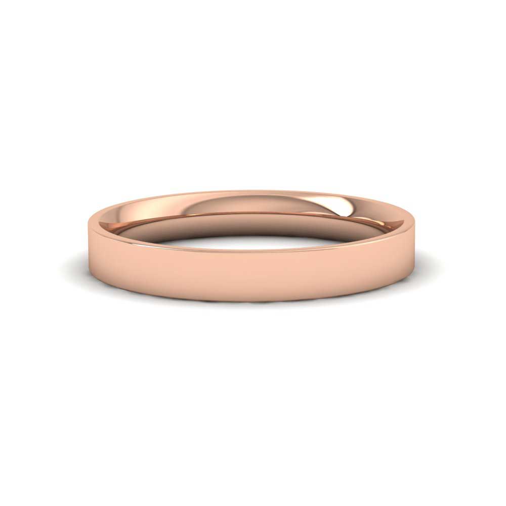 9ct Rose Gold 3mm Flat Shape (Comfort Fit) Classic Weight Wedding Ring Down View