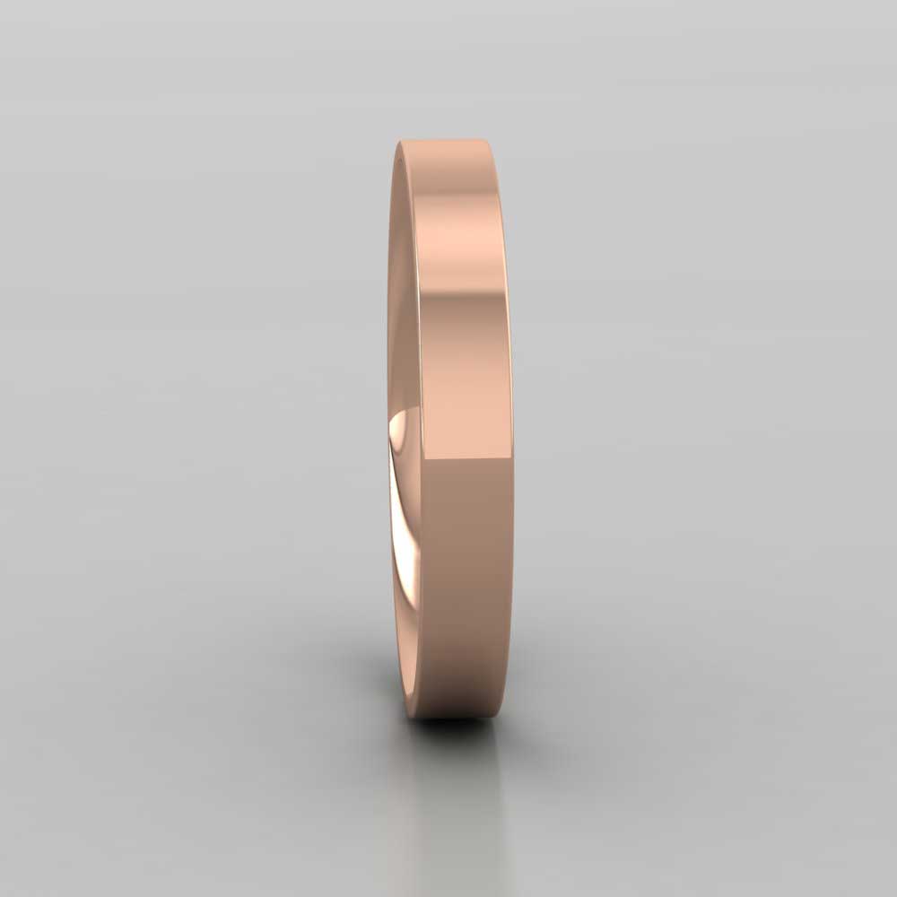 9ct Rose Gold 3mm Flat Shape (Comfort Fit) Classic Weight Wedding Ring Right View