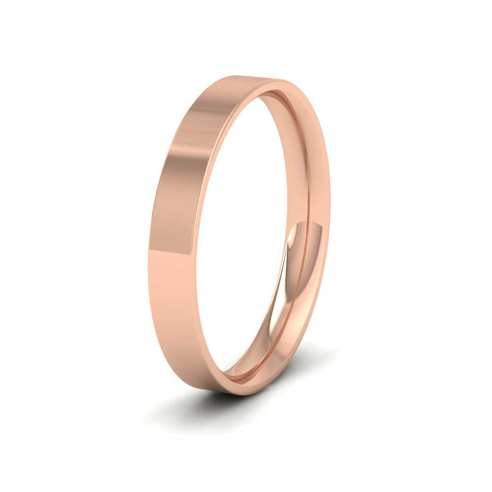 9ct Rose Gold 3mm Flat Shape (Comfort Fit) Classic Weight Wedding Ring