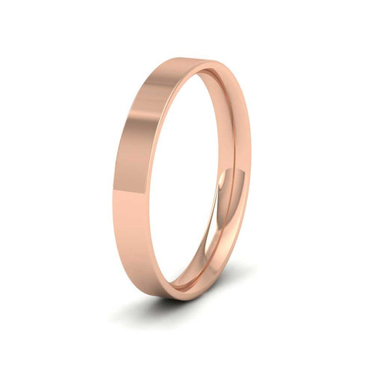 9ct Rose Gold 3mm Flat Shape (Comfort Fit) Classic Weight Wedding Ring