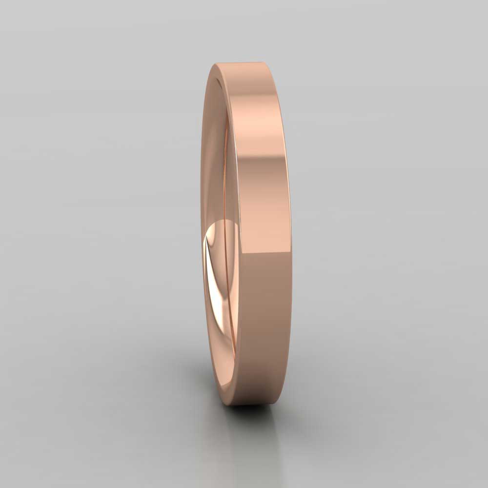 9ct Rose Gold 3mm Flat Shape (Comfort Fit) Extra Heavy Weight Wedding Ring Right View
