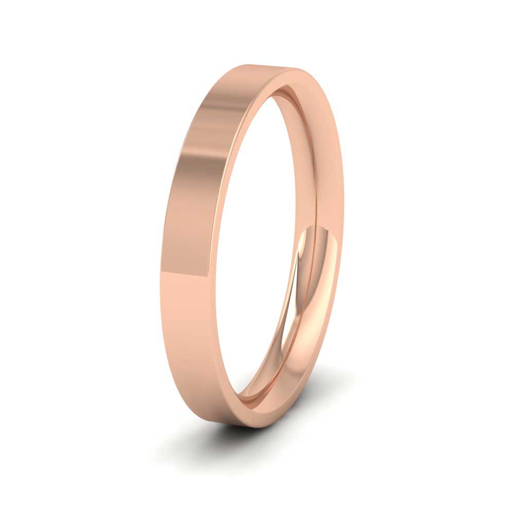 9ct Rose Gold 3mm Flat Shape (Comfort Fit) Extra Heavy Weight Wedding Ring