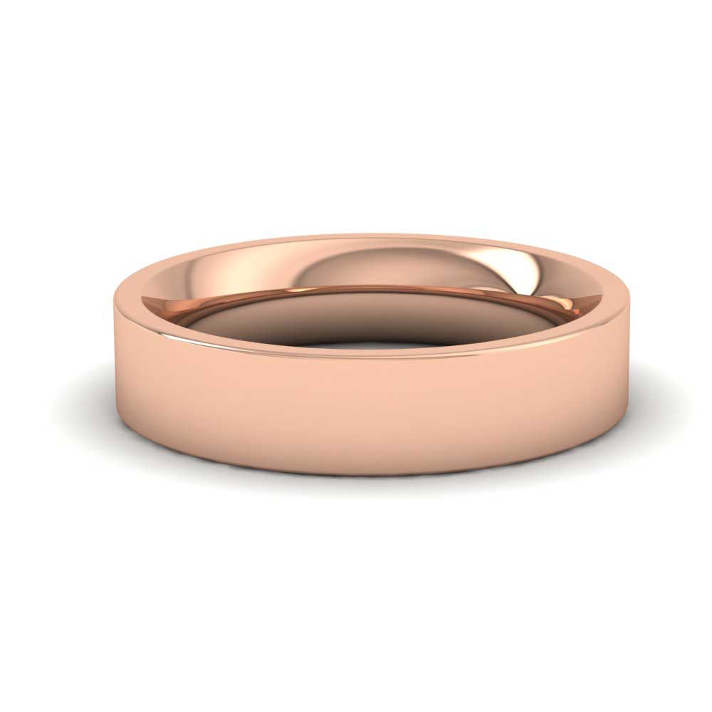 9ct Rose Gold 5mm Flat Shape (Comfort Fit) Super Heavy Weight Wedding Ring Down View