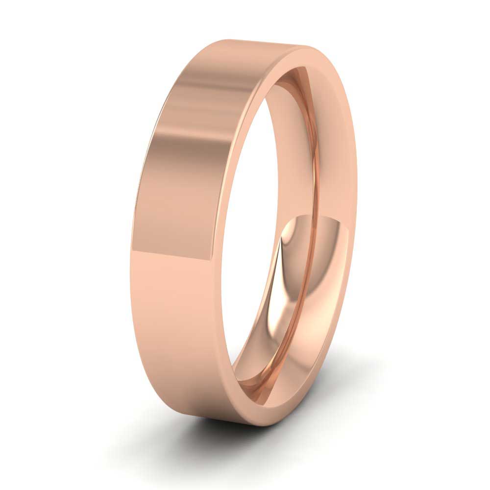 9ct Rose Gold 5mm Flat Shape (Comfort Fit) Super Heavy Weight Wedding Ring