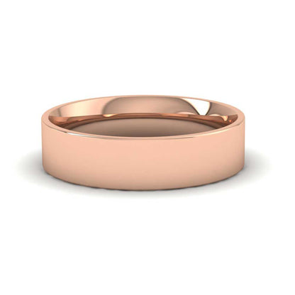 18ct Rose Gold 5mm Flat Shape (Comfort Fit) Classic Weight Wedding Ring Down View