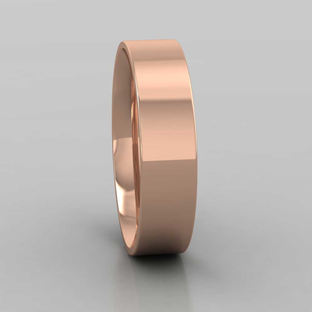 9ct Rose Gold 5mm Flat Shape (Comfort Fit) Classic Weight Wedding Ring Right View