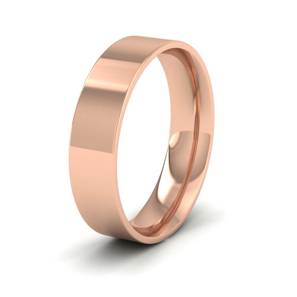 9ct Rose Gold 5mm Flat Shape (Comfort Fit) Classic Weight Wedding Ring