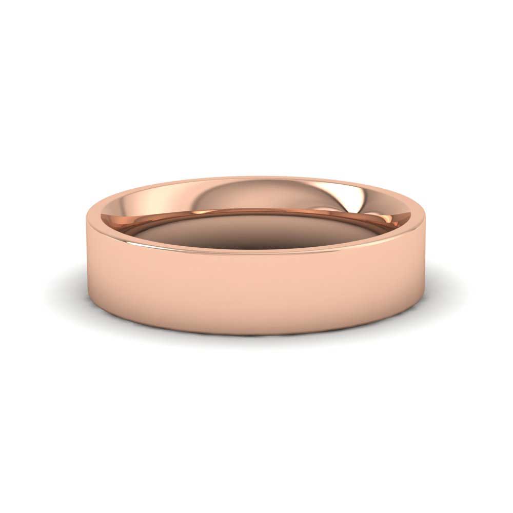 18ct Rose Gold 5mm Flat Shape (Comfort Fit) Extra Heavy Weight Wedding Ring Down View