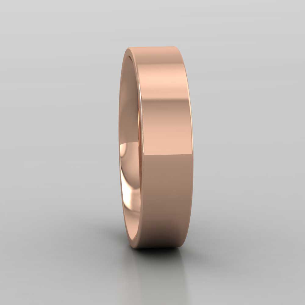 18ct Rose Gold 5mm Flat Shape (Comfort Fit) Extra Heavy Weight Wedding Ring Right View