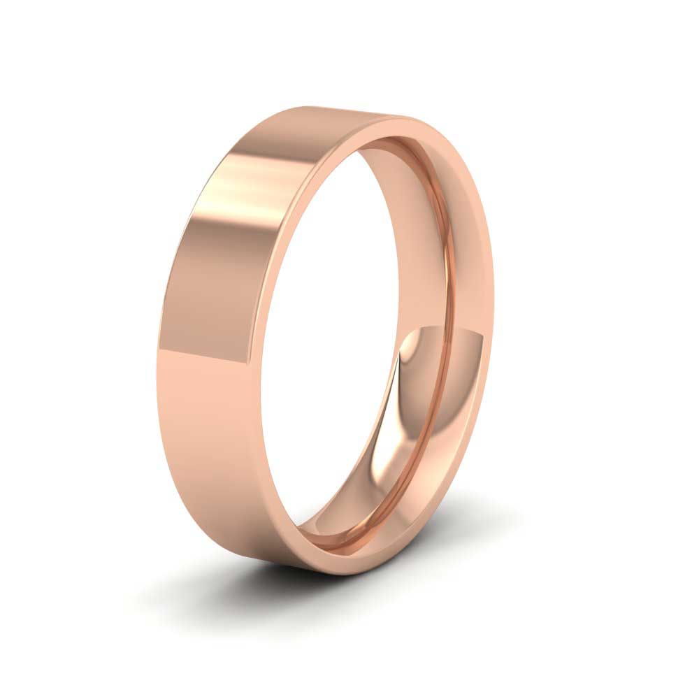 9ct Rose Gold 5mm Flat Shape (Comfort Fit) Extra Heavy Weight Wedding Ring