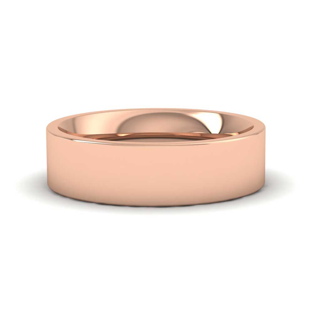 18ct Rose Gold 6mm Flat Shape (Comfort Fit) Super Heavy Weight Wedding Ring Down View