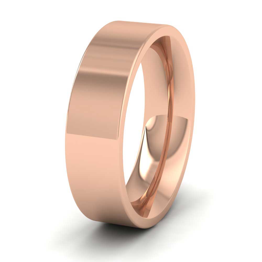 18ct Rose Gold 6mm Flat Shape (Comfort Fit) Super Heavy Weight Wedding Ring