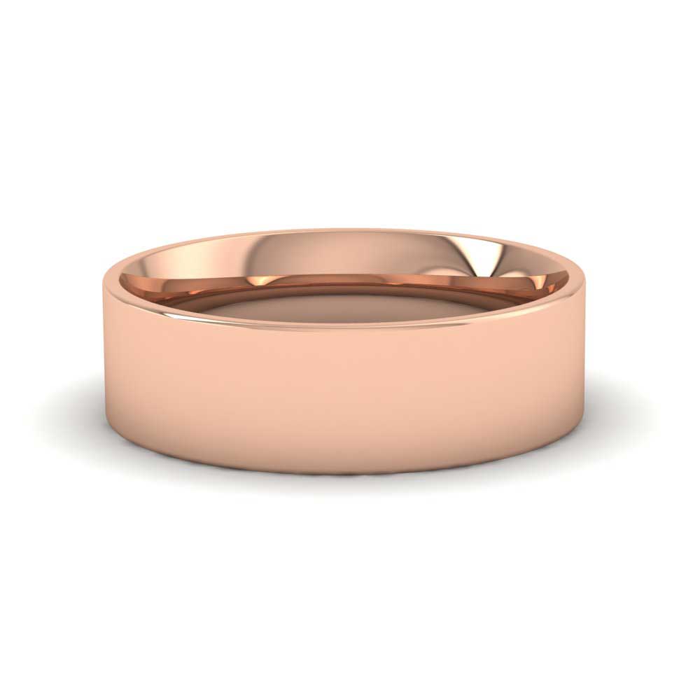 9ct Rose Gold 6mm Flat Shape (Comfort Fit) Classic Weight Wedding Ring Down View