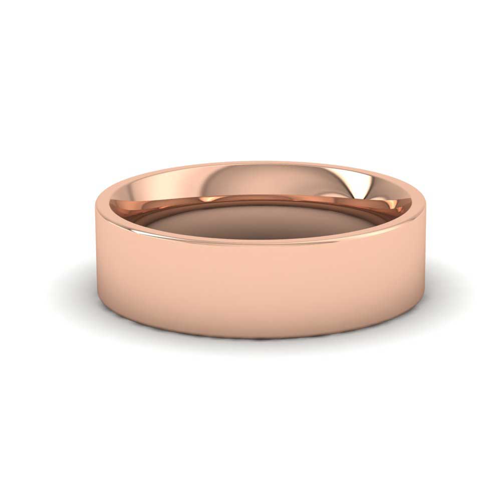 18ct Rose Gold 6mm Flat Shape (Comfort Fit) Extra Heavy Weight Wedding Ring Down View