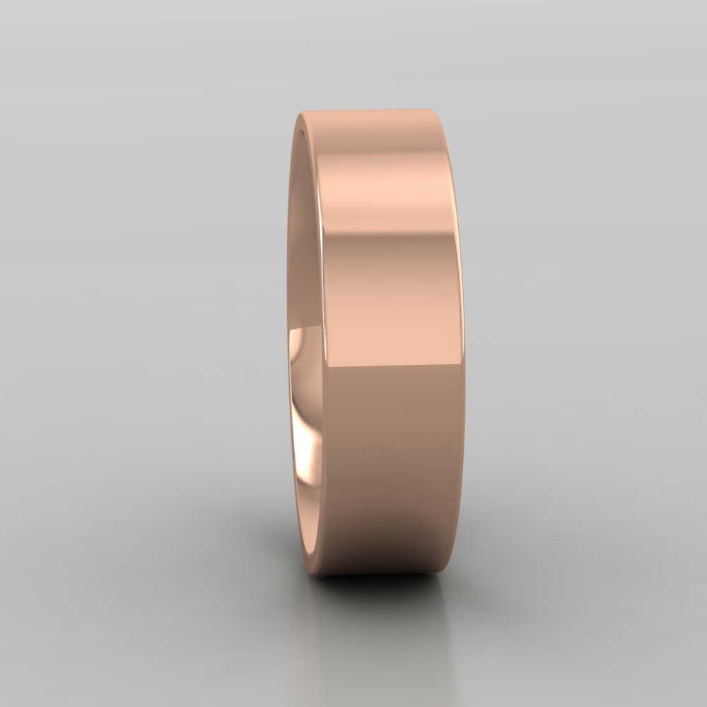 18ct Rose Gold 6mm Flat Shape (Comfort Fit) Extra Heavy Weight Wedding Ring Right View