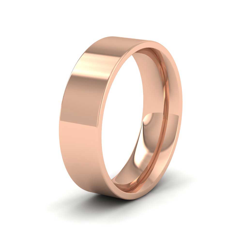 18ct Rose Gold 6mm Flat Shape (Comfort Fit) Extra Heavy Weight Wedding Ring