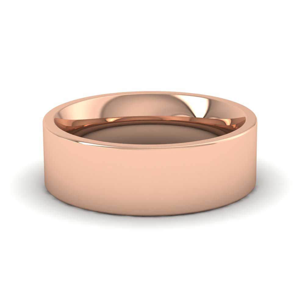 18ct Rose Gold 7mm Flat Shape (Comfort Fit) Super Heavy Weight Wedding Ring Down View