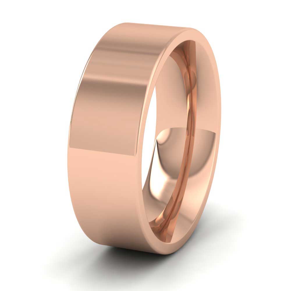 18ct Rose Gold 7mm Flat Shape (Comfort Fit) Super Heavy Weight Wedding Ring
