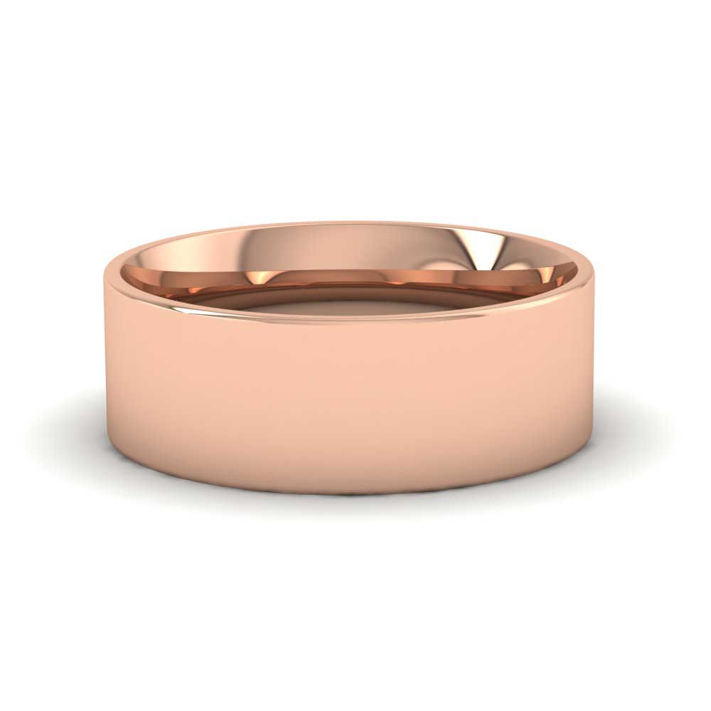 18ct Rose Gold 7mm Flat Shape (Comfort Fit) Classic Weight Wedding Ring Down View
