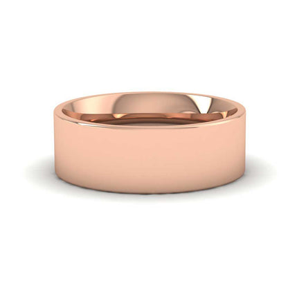 18ct Rose Gold 7mm Flat Shape (Comfort Fit) Extra Heavy Weight Wedding Ring Down View