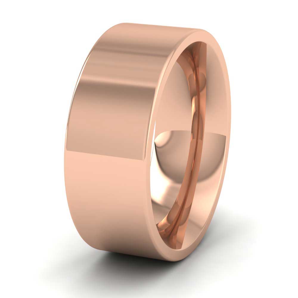 9ct Rose Gold 8mm Flat Shape (Comfort Fit) Super Heavy Weight Wedding Ring