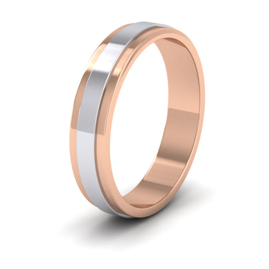 <p>Two Colour Flat Wedding Ring In 18ct Rose And White Gold .  4mm Wide </p>