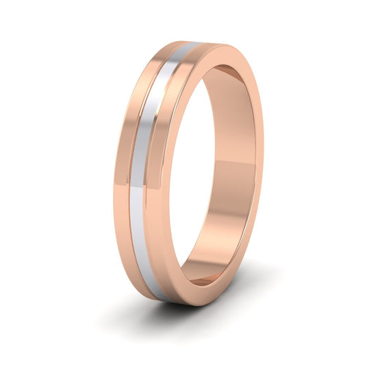 <p>9ct Rose And White Gold Triple Band Two Colour Flat Wedding Ring.  4mm Wide </p>