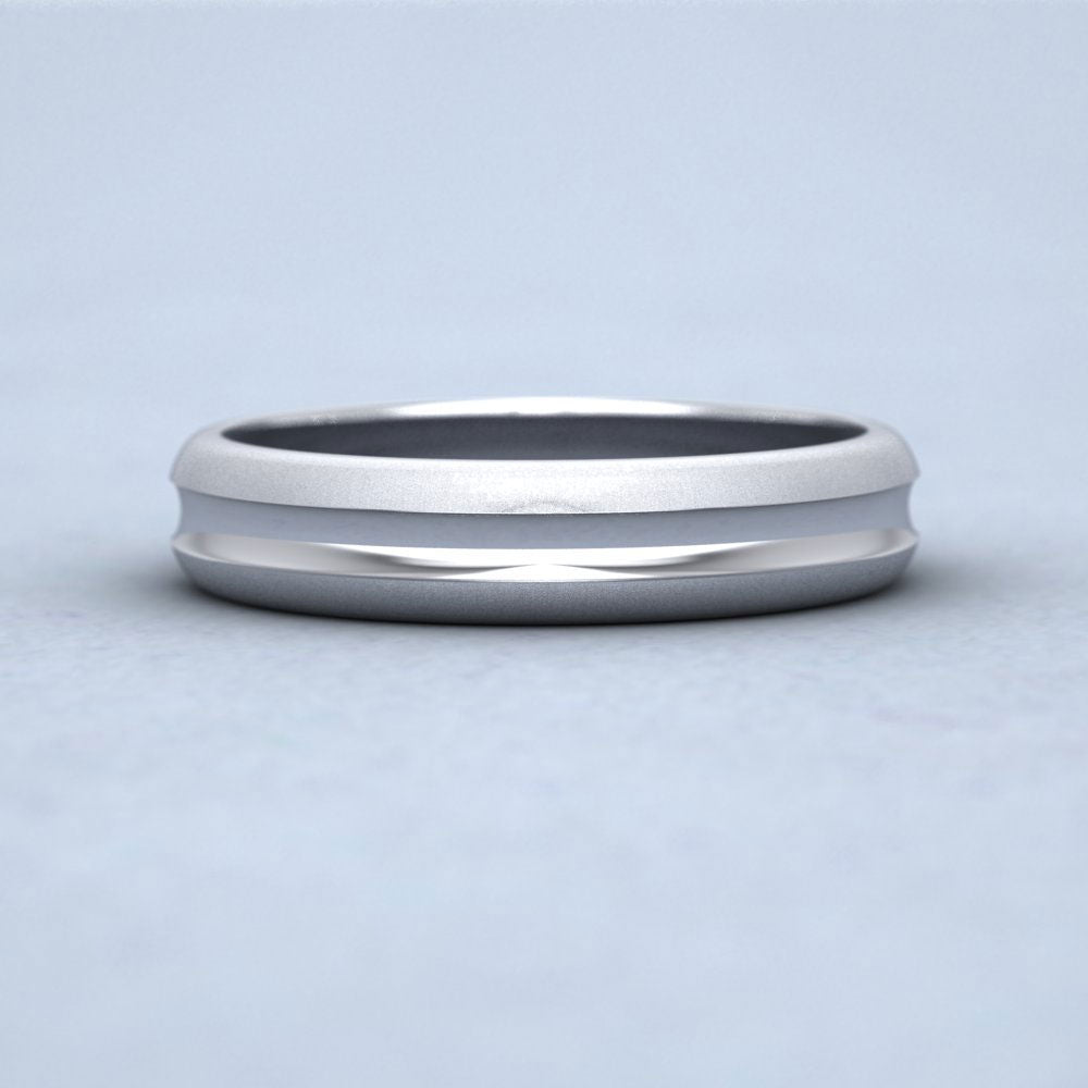 Bullnose Groove Pattern 950 Palladium 4mm Wedding Ring Down View