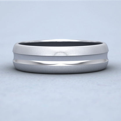 Bullnose Groove Pattern 500 Palladium 6mm Wedding Ring Down View