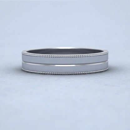 Millgrain And Line Pattern 500 Palladium 4mm Flat Wedding Ring Down View