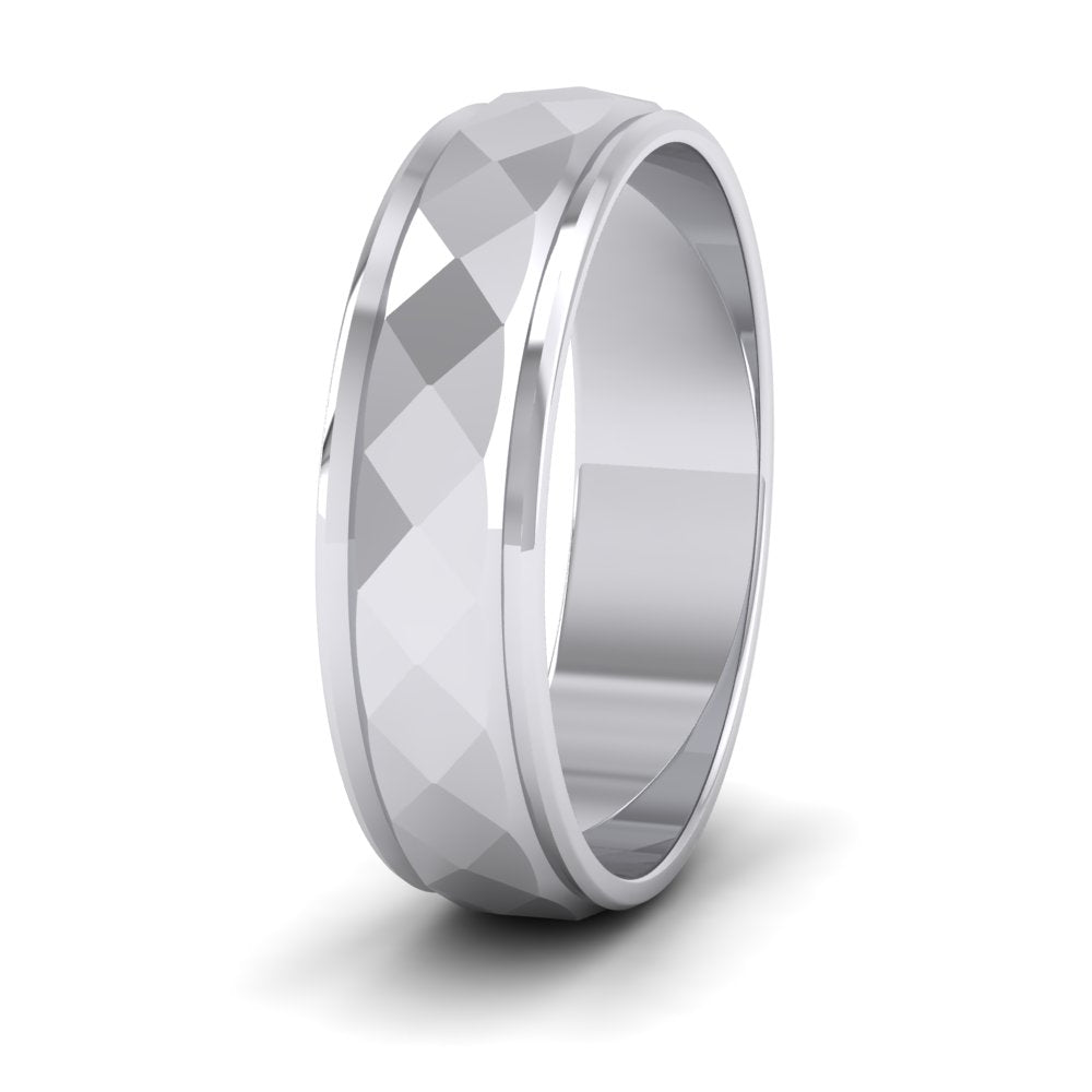 Facet And Line Pattern 500 Palladium 6mm Wedding Ring