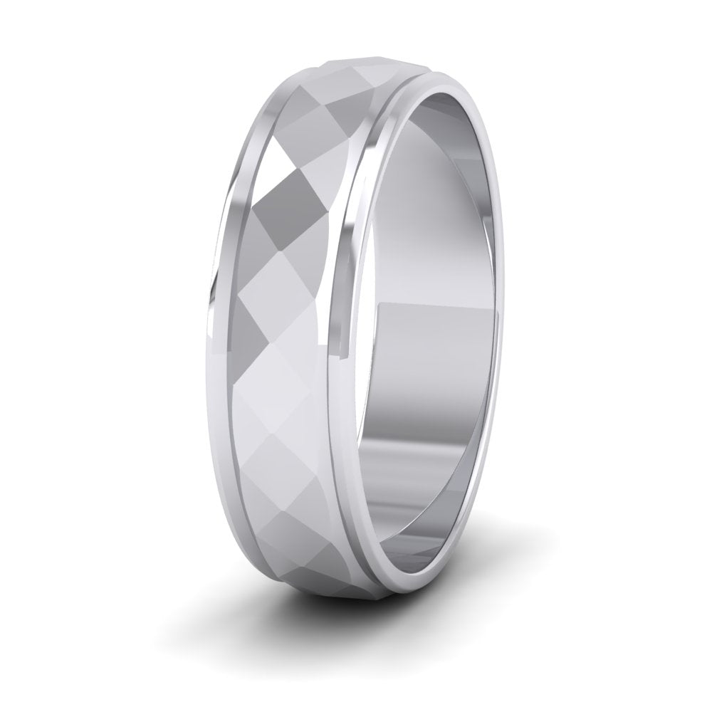 Facet And Line Pattern Sterling Silver 6mm Wedding Ring – dotJewellery.com