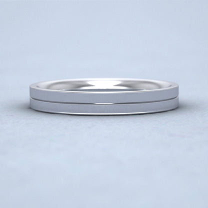 500 Palladium 3mm Wedding Ring With Line Down View