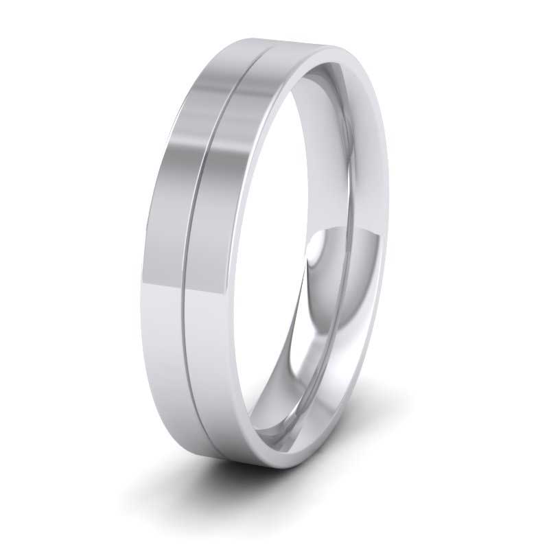 9ct White Gold 5mm Wedding Ring With Line G